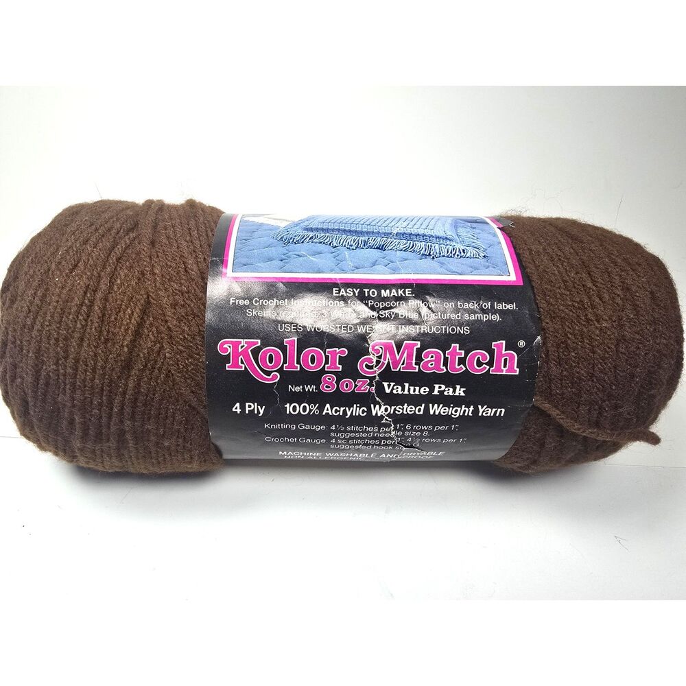 Caron Kolor Match Walnut Brown Yarn Skein 4 Ply Acrylic 8 oz.